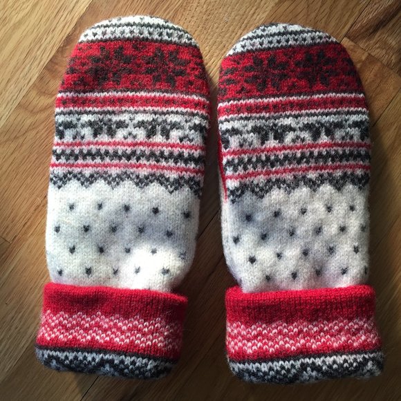 Hand Crafted Accessories - Felted Wool Mittens Handcrafted from Lands' End Repurposed Sweater